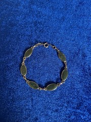 Vintage 1/20 12k Gold Filled Green Asian Jade Bracelet Nice Piece 7 1/2 w/clasp