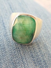 Lovely Silver 925 Mens Green Emerald Ring Us Size 13 Signed SJS Ⓟ