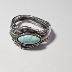 ESPO Vintage Sterling Blue Turquoise Scrollwork Wrap Ring Currently Sz 7