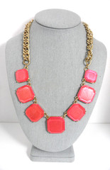 Traci Lynn Collette Necklace Anna Wintour Watermelon Red Pink Pearlescent Square