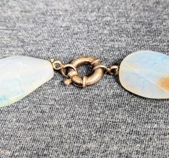 Vintage Aquamarine, Amazonite, & Smoky Quartz Gemstone Glass Chunky Necklace 16″