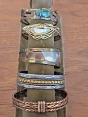 Lot Of 13 Vintage Bracelets, Silver-Tone, Brass Copper, Sterling Native American