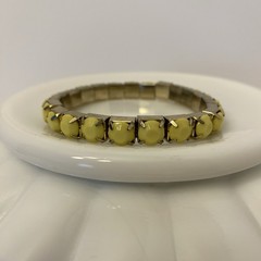 Vintage Yellow Pave Set Plastic Stone Stretch Bracelet Silver Tone Mid Century