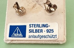 Vintage Mid-Century Modern Rose Post Earrings TEKA Germany 925 Sterling Silver