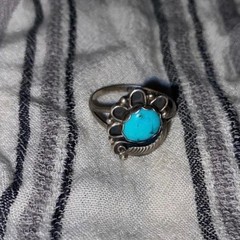 Vintage Sterling Silver Turquoise Flower Ring – Size 7