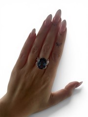 Vintage NOS rhodium Plated Ring Size 7