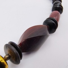 Vintage Mid-Century Modern Necklace Black Red Bead Maximalist Boho 25″