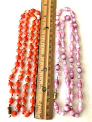 5 Vintage Glass Beaded Necklace Multi Colors Lot 60’s 70’s Old Store Stock