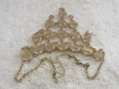Goldtone White Bead Bib Scoop Necklace (B13)