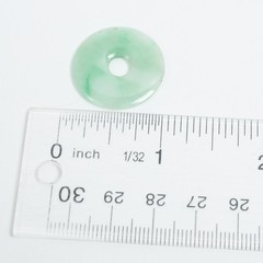 VTG Moss In Snow Variegated Jadeite Donut Pendant ~24mm diam, ~2.53g, no bale