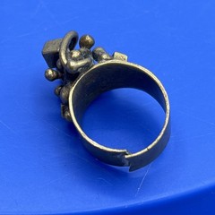 Vintage Brutalist Abstract Ring Brass Tone Modernist Statement Size 6.5