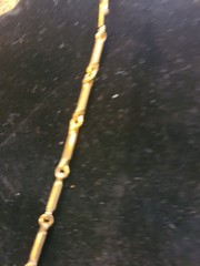 Necklace bib style goldtone w/ red & pink rhinestones. MCM. Vintage