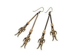 VTG Rare Figural Person Art Deco Artisan Handmade Hook Dangle Pierced Earrings