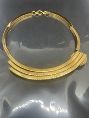 Vintage Mid Century Modern GoldTone White Center Bar Chocker 15” Necklace