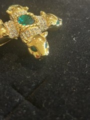 VTG Jackie Collins Maltese Cross Panther Brooch Signed