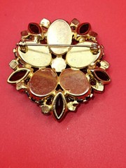 Topaz Amber Brown Layered Rhinestone Vintage Brooch Pin Juliana Style Sawtooth