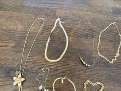 Vintage Gold Tone Costume Jewelry Lot Necklaces Bracelets religious 8 Piece