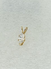 Vintage Pretty 14K Yellow Gold Marquise CZ Navette Solitaire Pendant – 0.35 tcw