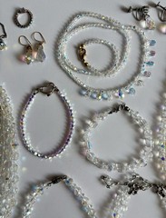 Vintage Crystal Aurora Borealis Necklace Bracelet Earrings Brooch Pin Ring Lot