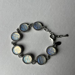 Vintage Kirk’s Folly Rare Retired Seaview Moon 7 Panel Silver Tone Link Bracelet