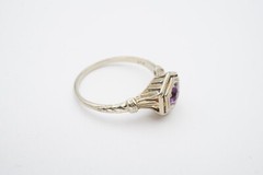 Vintage 18k White Gold Amethyst Ring Size 5.75 Art Deco