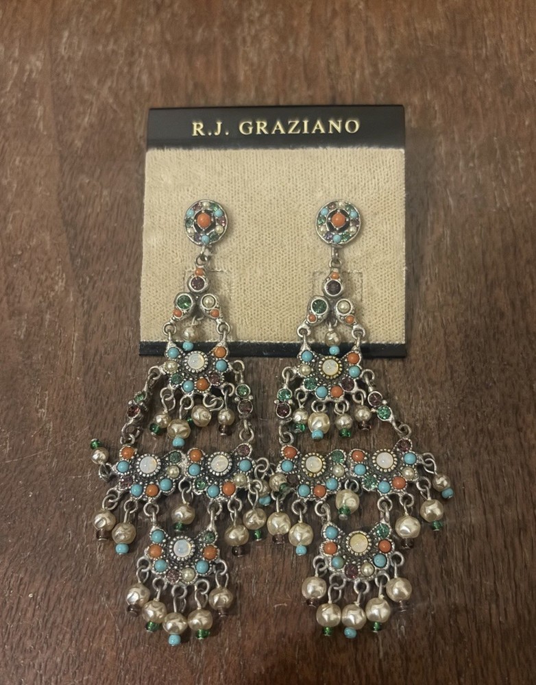Vintage Estate R.J. Graziano Southwest Chandelier Earrings Pierced