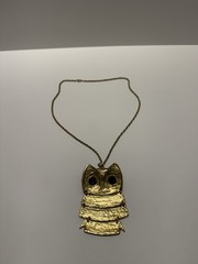 Owl Necklace Vintage Costume Jewelry Gold-Tone Segmented