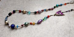 Vintage Glass, plastic and metal necklace, multicolour