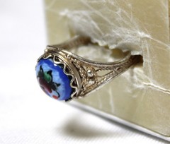 Vintage Russian Hand Painted Enamel Rings 3 Variation Finift Technique #85,86,90