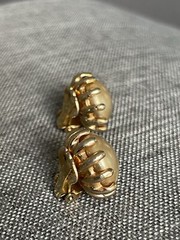 Marvella Claw Button Faux Pearl Earrings Clip On Gold Tone Vintage Retro Career
