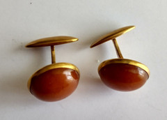 Vintage 1960s Mid-Century Soviet Era USSR Baltic Russian Cognac Amber Cufflinks