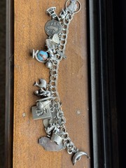Vintage Sterling Silver Charm Bracelet Sz. 7” Wrist Many Charms