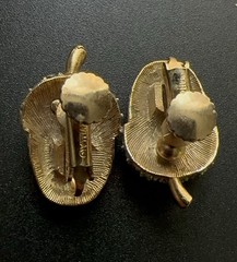 Lot Marvella Acorn Earrings Clear Rhinestone Gold & Unsigned Pearl Brooch!!
