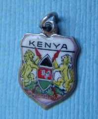 Vintage Kenya Africa shield silver charm