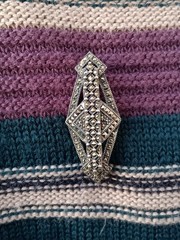 Judith Jack Marcasite Sterling Silver Brooch Pin Abstract