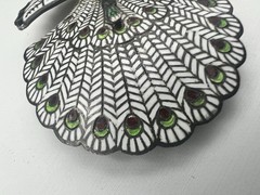 Vtg Siam Sterling Silver Peacock Brooch – Niello Enamel Thai Bird Pin – As Is –