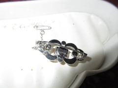 Lovely Vintage silvertone marcasite & pink rhinestone brooch