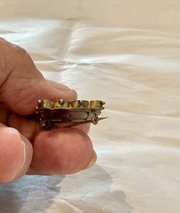 ANTIQUE VICTORIAN VATICAN ITALY MICRO MOSAIC ONE INCH FLORAL BROOCH PIN