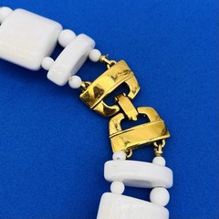 Vintage Monet Necklace Chunky White Lucite Choker 16″