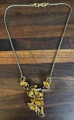 Vintage Signed Hollycraft Topaz Rhinestone Necklace Copyright 1953