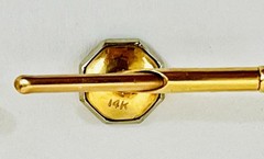 Vintage Antique Pair of Octagon MOP 14K Gold Cuff Links + 3 Shirt Studs 14K Gold