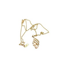 Vintage Lady Remington Pendant Necklace with Faux Pearls & Rhinestones on Gold