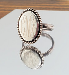 VTG 925 Monogram CME CEM Signet Ring Sz 4.75 Sterling Silver 5g Engraved Oval