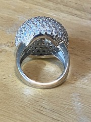Sterling Silver 925 Cluster CZ Artisan Cocktail Ring Dome 3D Pave Bling Sz 5 5.5