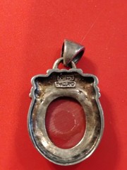 Vintage NF 925 Thailand Sterling Silver Red jasper Cabochon Statement Pendant