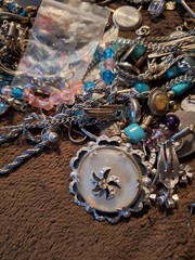 Large 1/2 Pound Collection Of Vintage Silver Toned Jewelry Pieces Poss. Sterling