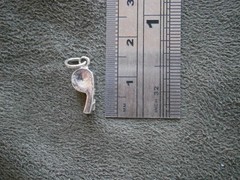 Small Sports Whistle Vintage Shiny Sterling Silver Bracelet Charm Pendant 1.5g