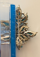 Vintage Coro Blue Thermoset and Rhinestone Brooch 2.5 in