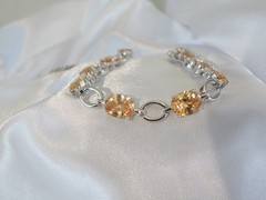 Vintage Sterling Silver 925 Gemstone Tennis Station Bracelet Fits 7″