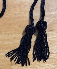 Handmade black glass bead rope necklace belt (a la YSL style) vintage early 90s